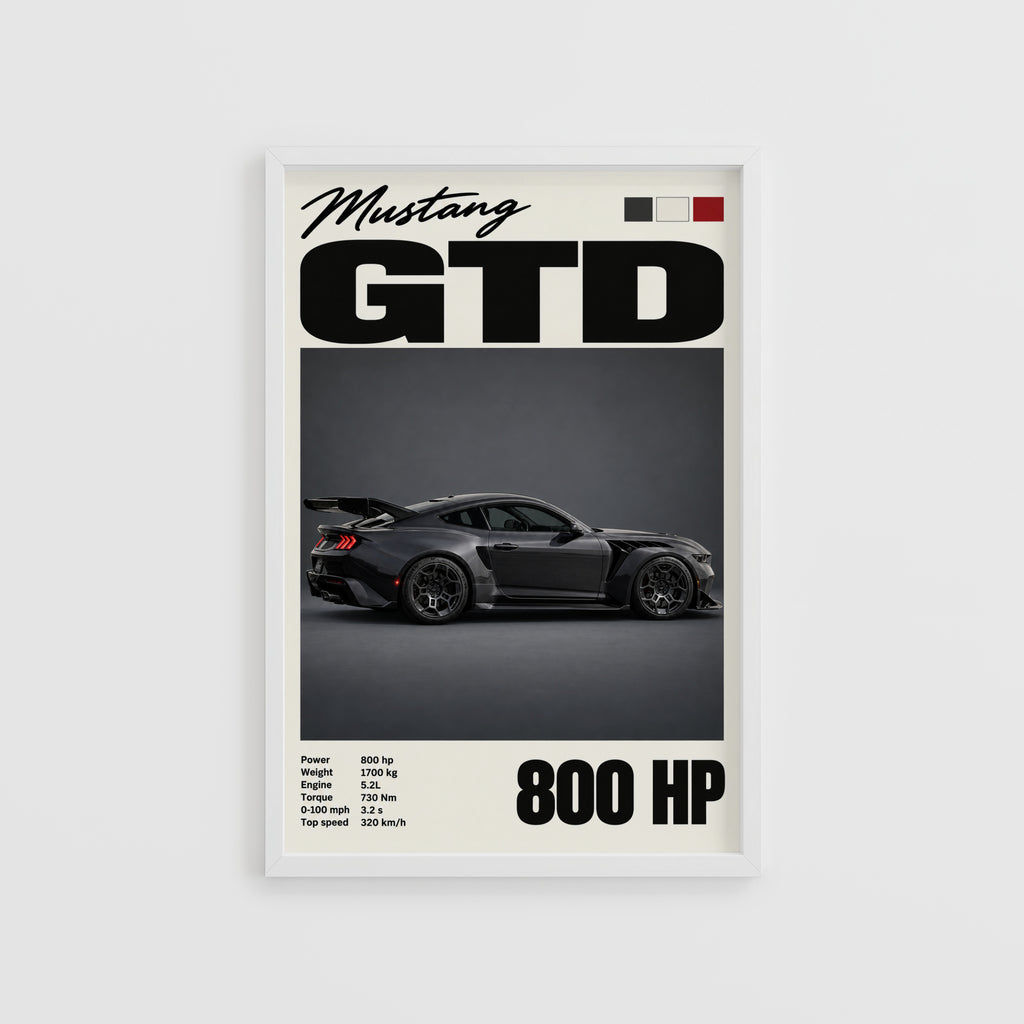Vintage Print, Mustang GTD Car Wall Art