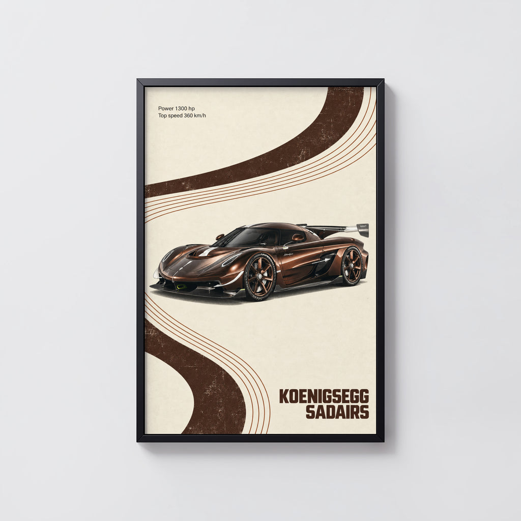 Vintage Koenigsegg Supercar Print, Car Wall Art