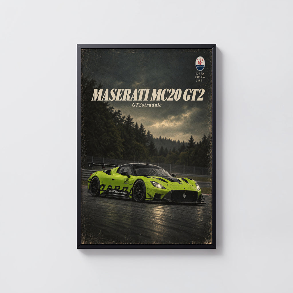 Vintage Maserati MC20 GT2 Print, Supercar Wall Art