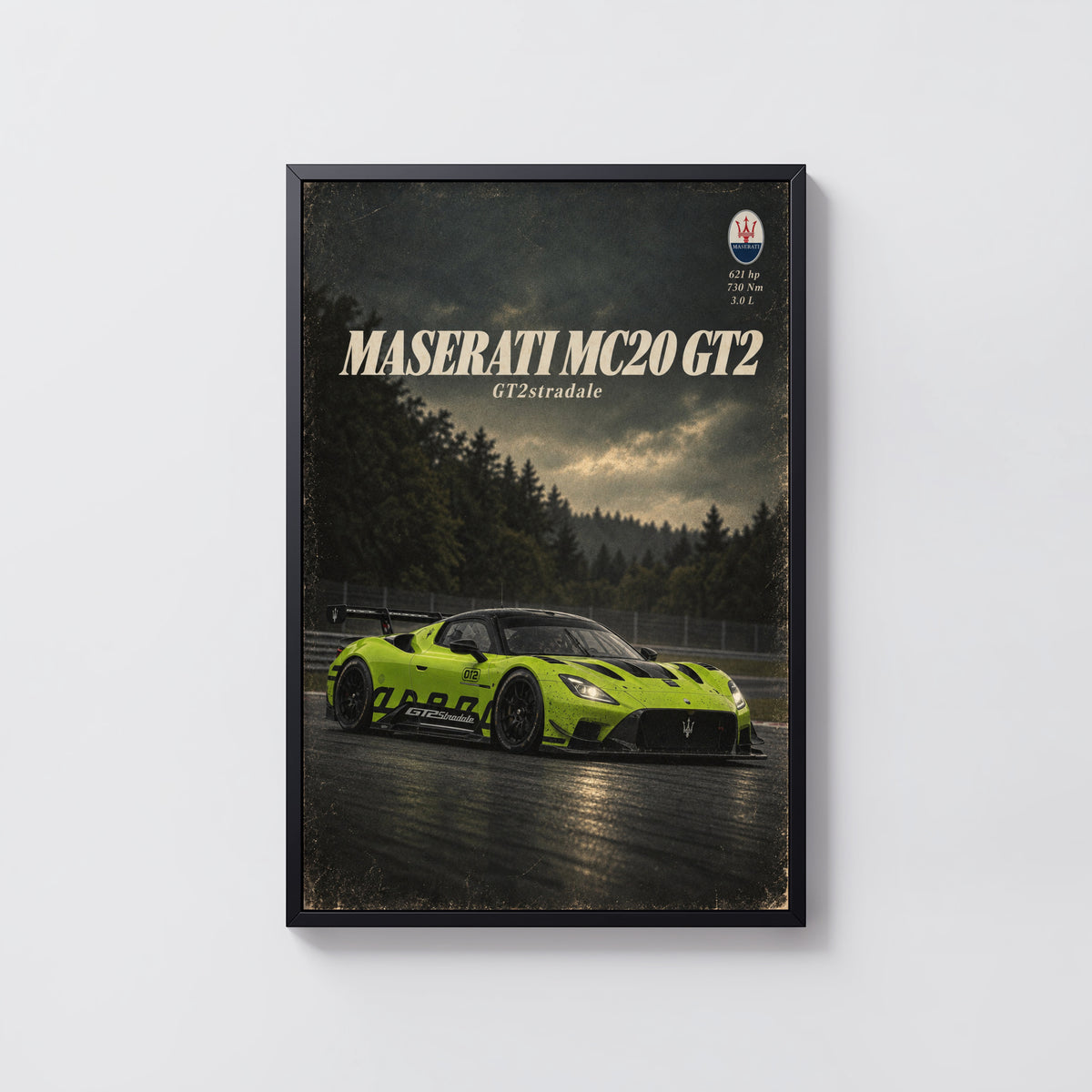Vintage Maserati MC20 GT2 Print, Supercar Wall Art