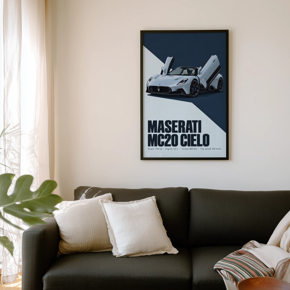 Vintage Maserati MC20 Cielo Print, Car Wall Art
