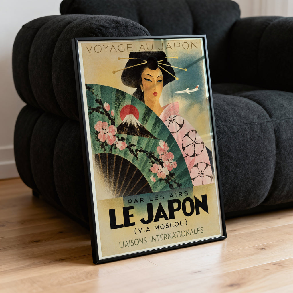 Vintage Japan Travel Poster, Art Deco Wall Art, Print