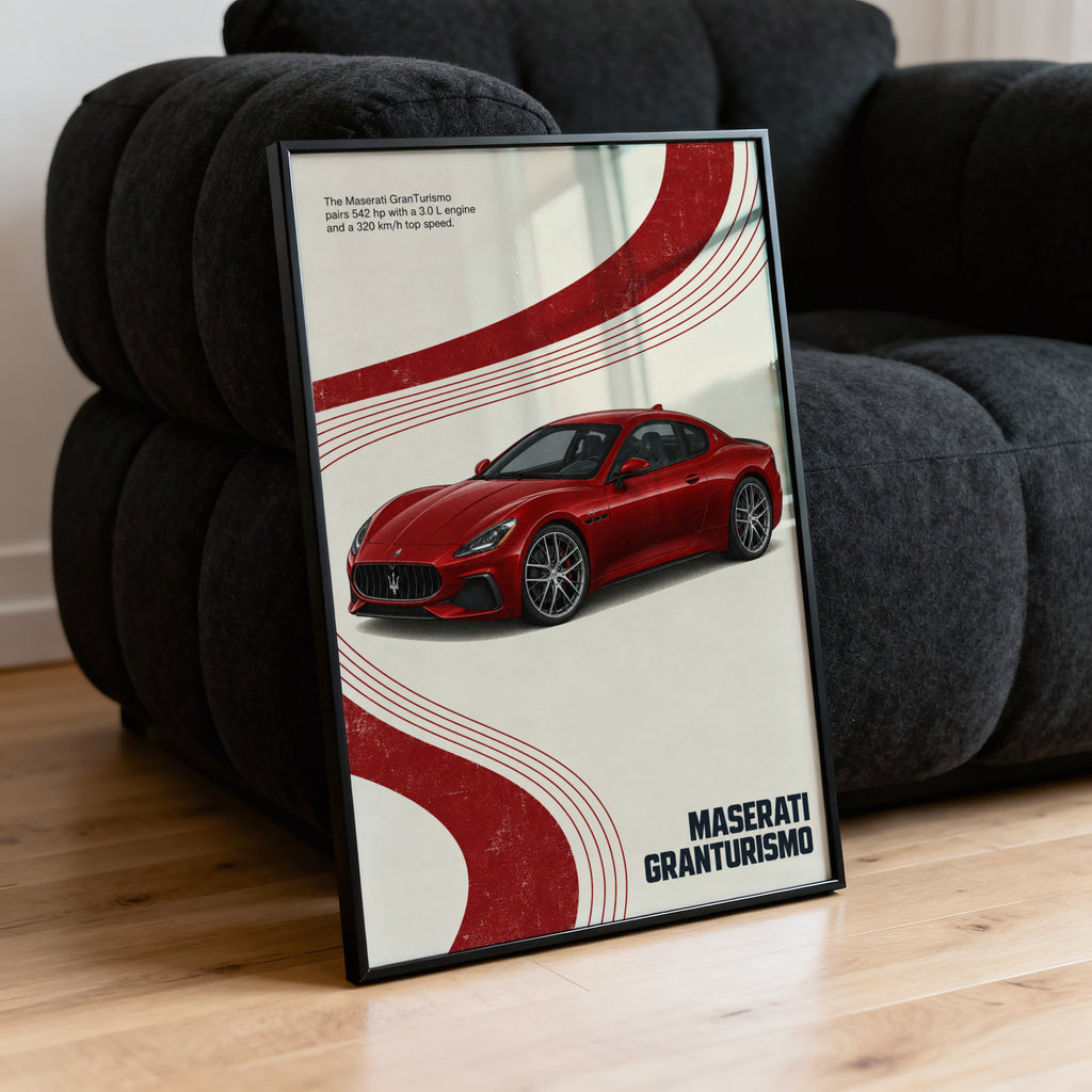 Vintage Maserati GranTurismo Print, Car Wall Art