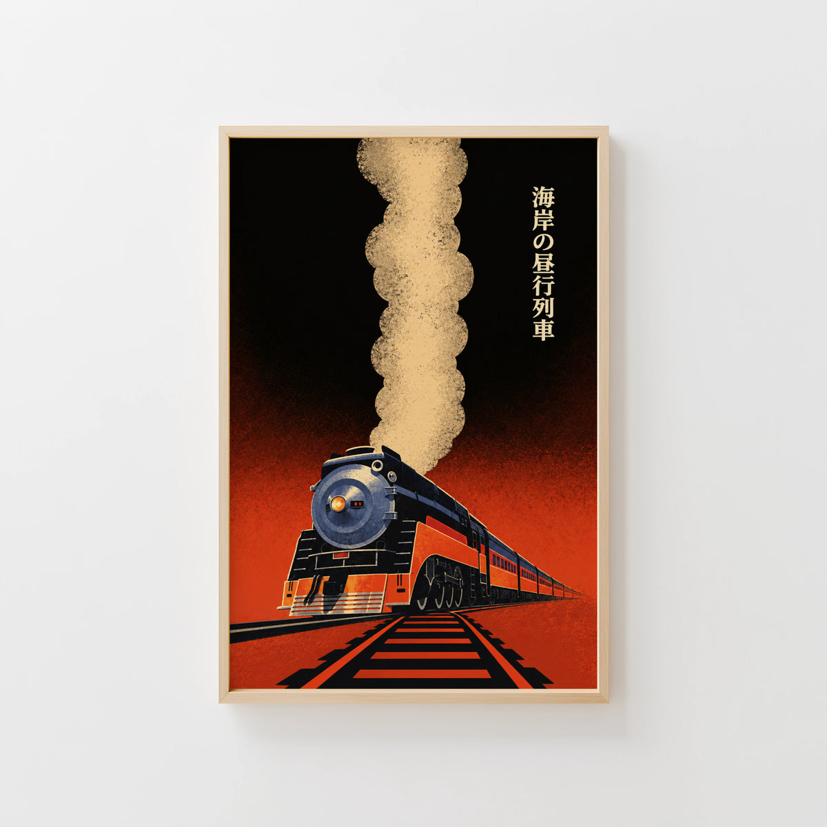 Vintage Train Print Poster, Steam Locomotive Wall Art