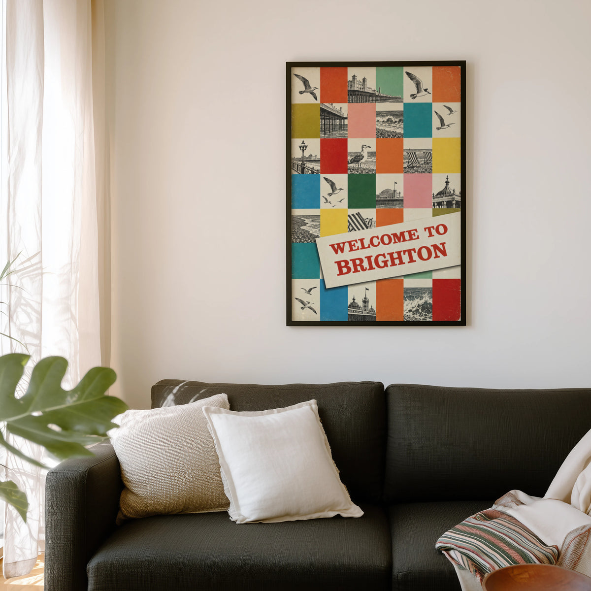 Vintage Brighton Poster, Seaside Wall Art, Pier Print