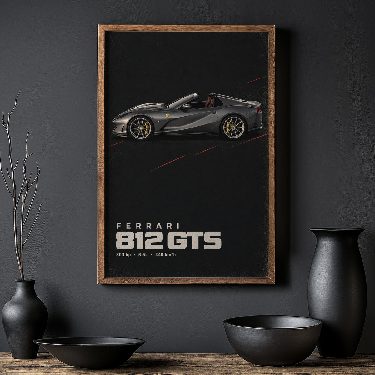 Vintage Ferrari 812 GTS Print, Supercar Wall Art