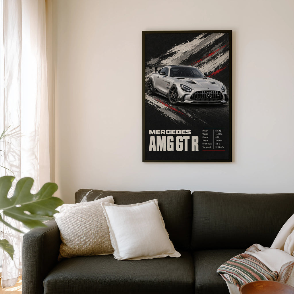 Vintage Mercedes AMG GT R Print, Car Wall Art