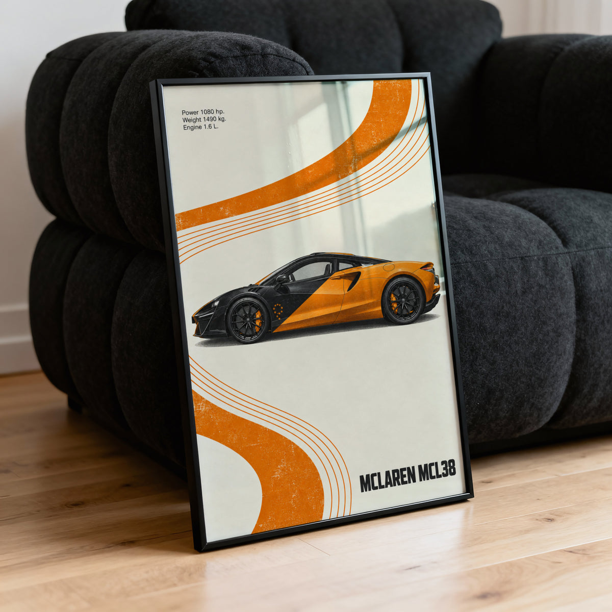 Vintage McLaren Car Print, Orange Wall Art