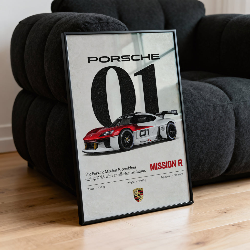 Vintage Porsche Mission R Print, Car Wall Art
