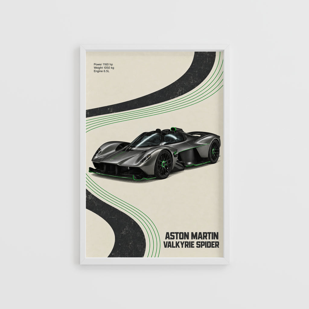 Vintage Aston Martin Valkyrie Spider Print, Car Art