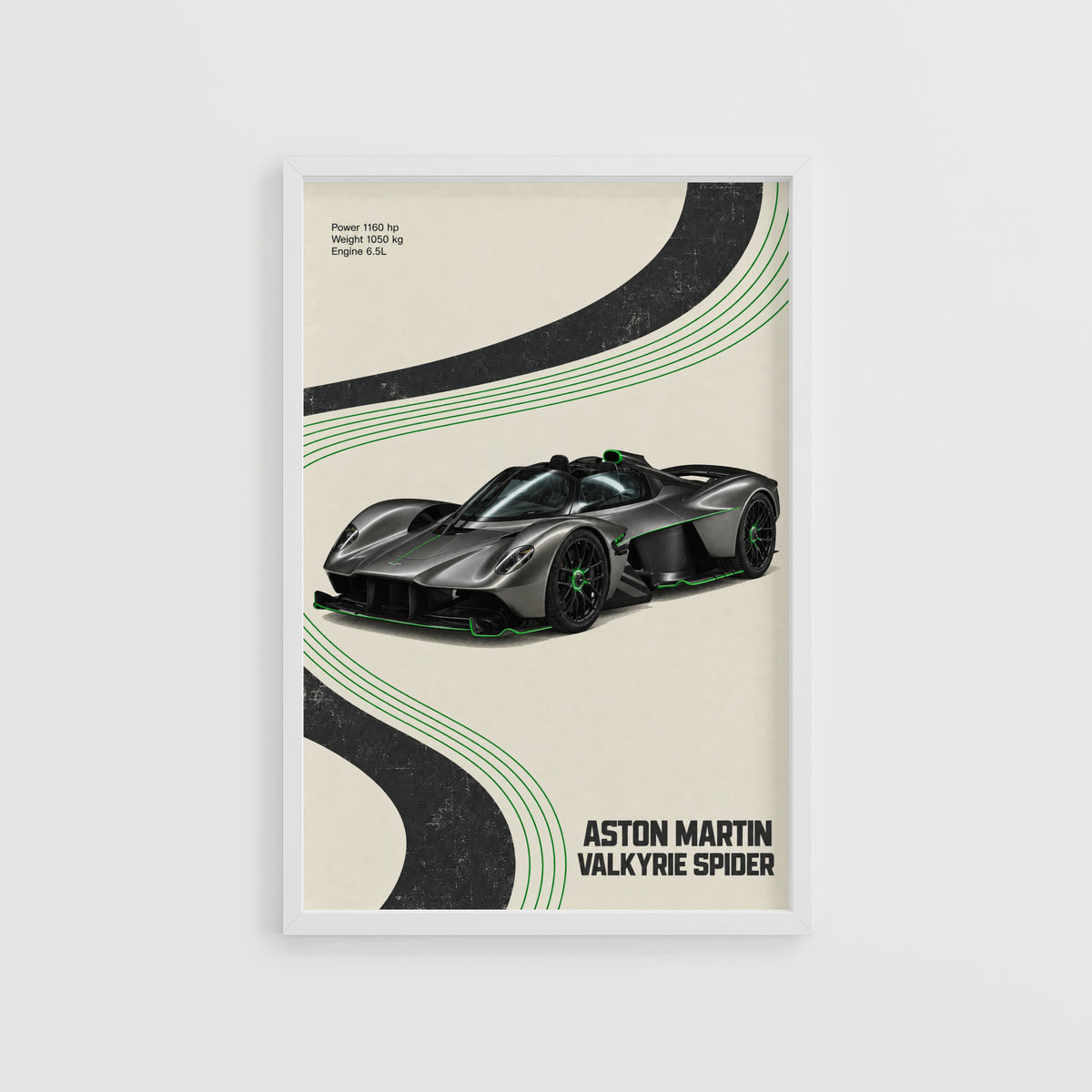 Vintage Aston Martin Valkyrie Spider Print, Car Art