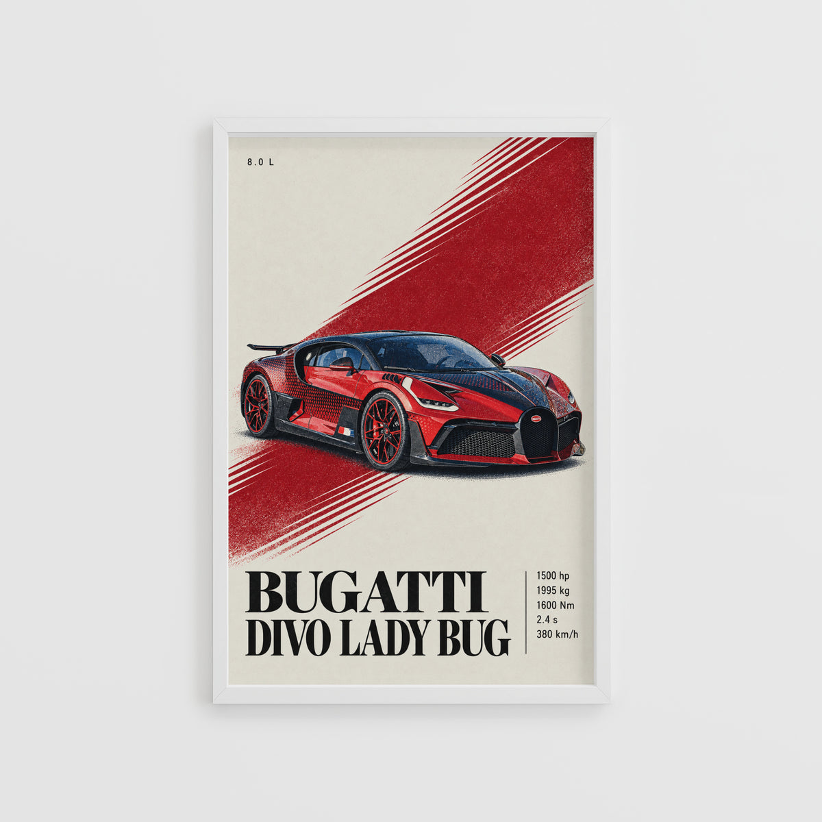 Vintage Bugatti Divo Print, Supercar Wall Art