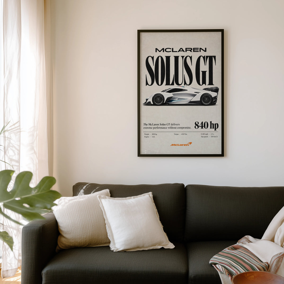 Vintage McLaren Solus GT Print, Supercar Wall Art