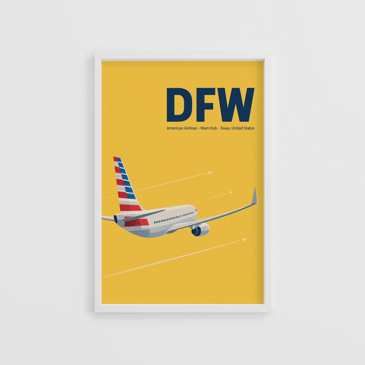 Vintage DFW Airport Poster, American Airlines Wall Art Print
