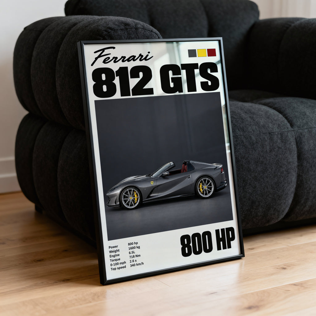 Vintage Ferrari 812 GTS Print, Car Wall Art