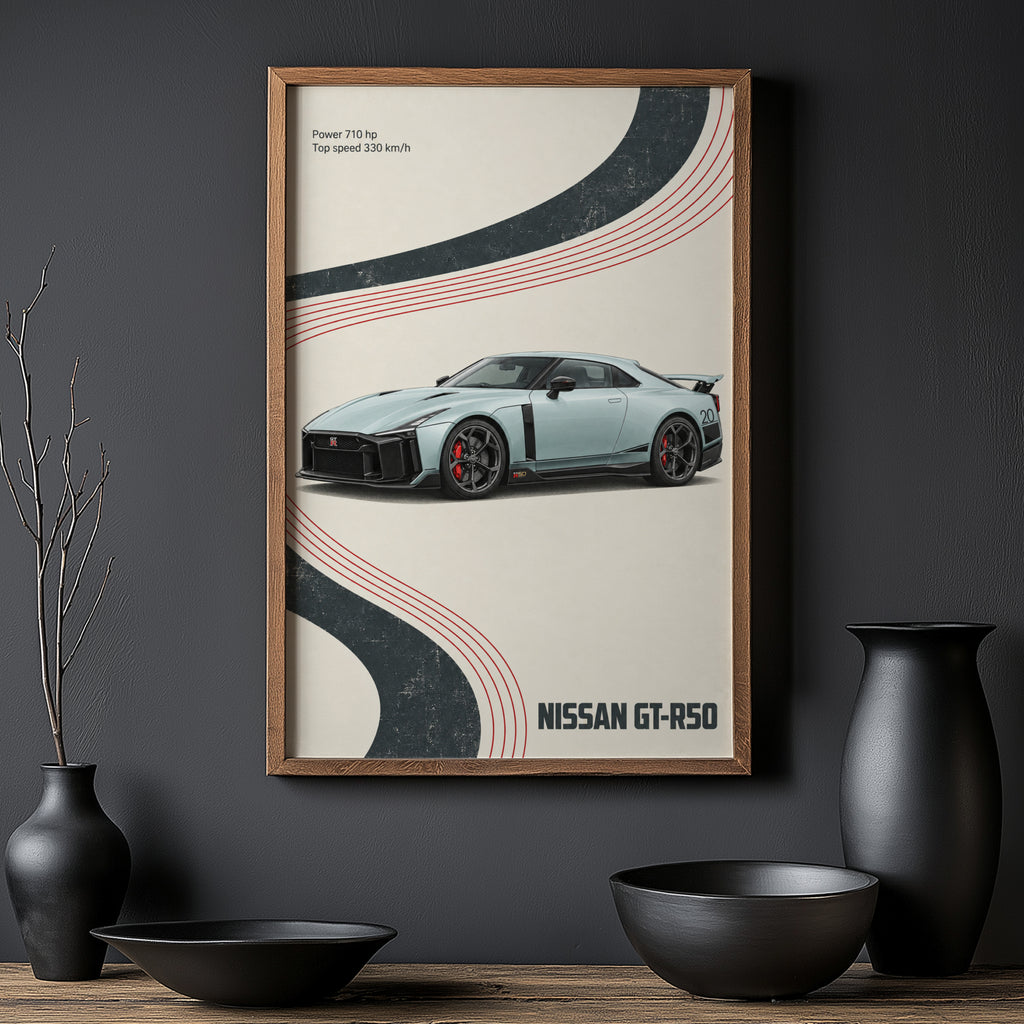 Vintage Nissan GT-R50 Print, Retro Car Wall Art