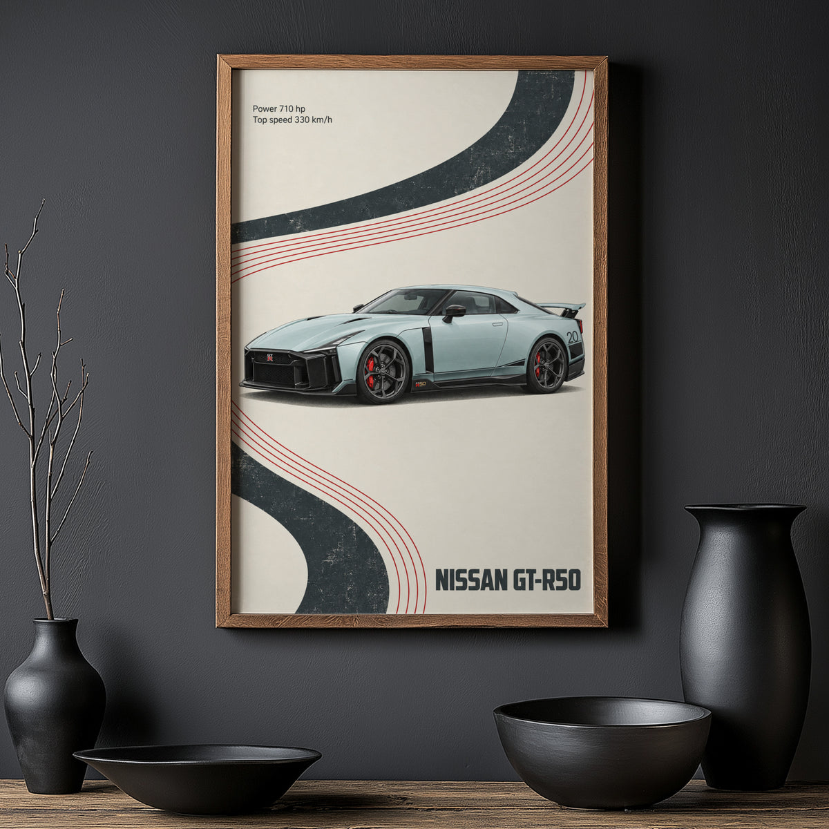 Vintage Nissan GT-R50 Print, Retro Car Wall Art