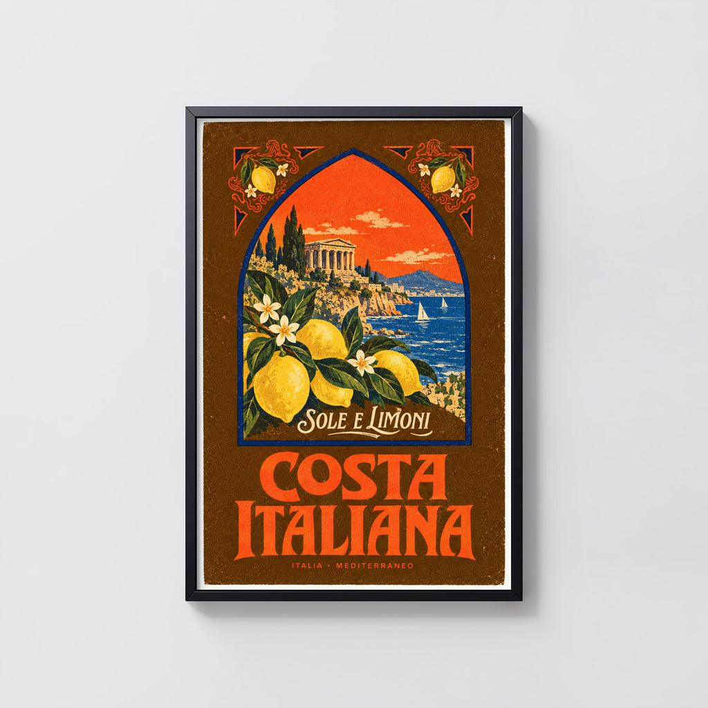 Vintage Italy Costa Italiana Print, Lemon Poster