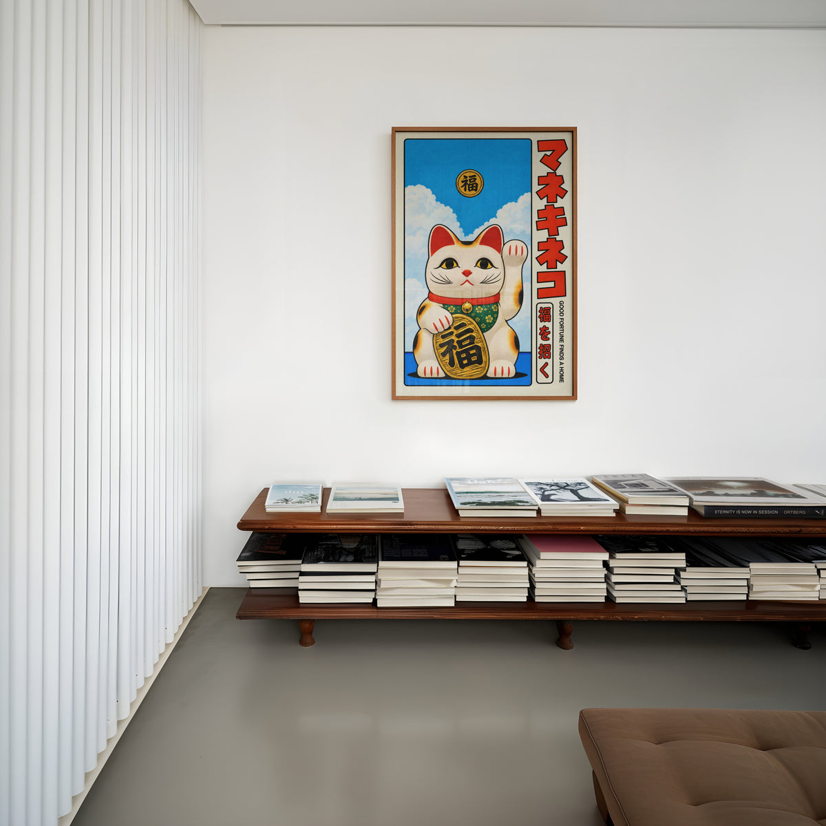 Vintage Maneki Neko Cat Print, Japanese Lucky Cat Poster
