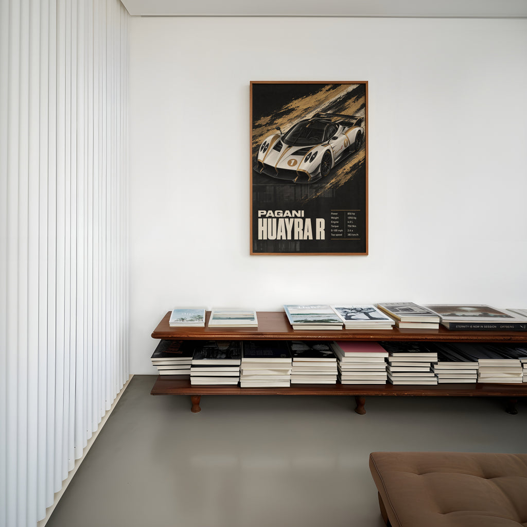Vintage Pagani Huayra R Print, Supercar Wall Art