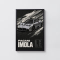 Vintage Pagani Imola Print, Supercar Wall Art