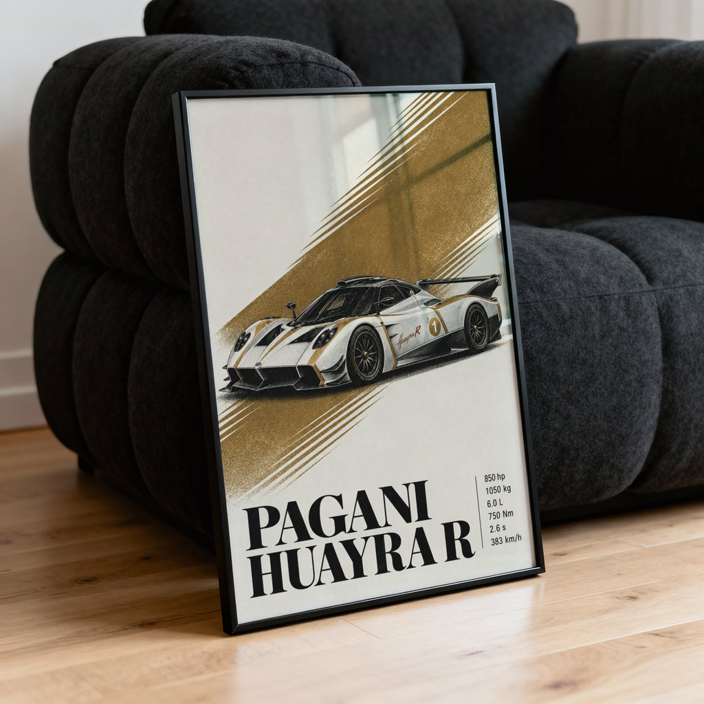 Vintage Pagani Huayra R Print, Supercar Wall Art
