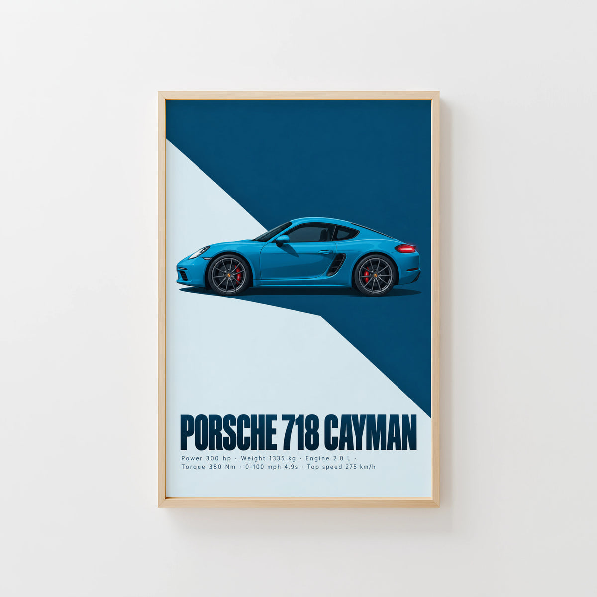 Vintage Porsche 718 Cayman Print, Sports Car Art