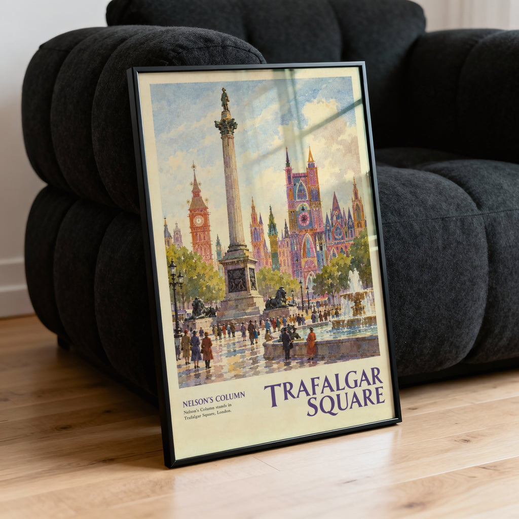 Vintage Trafalgar Square London Poster, Nelson's Column