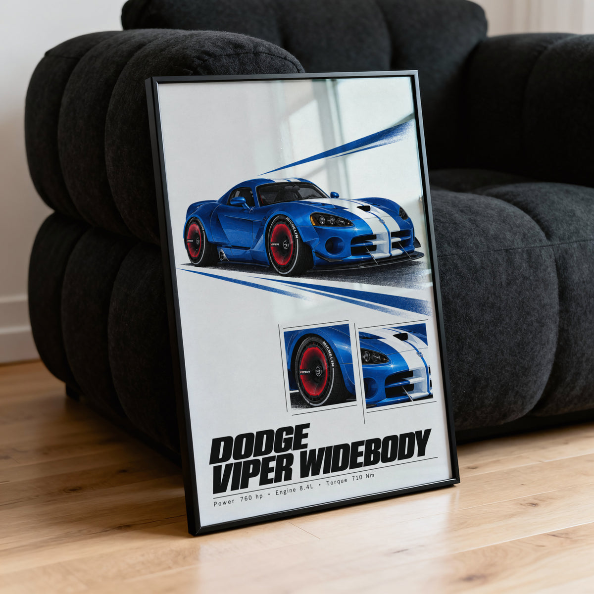 Vintage Dodge Viper Widebody Print, Car Wall Art