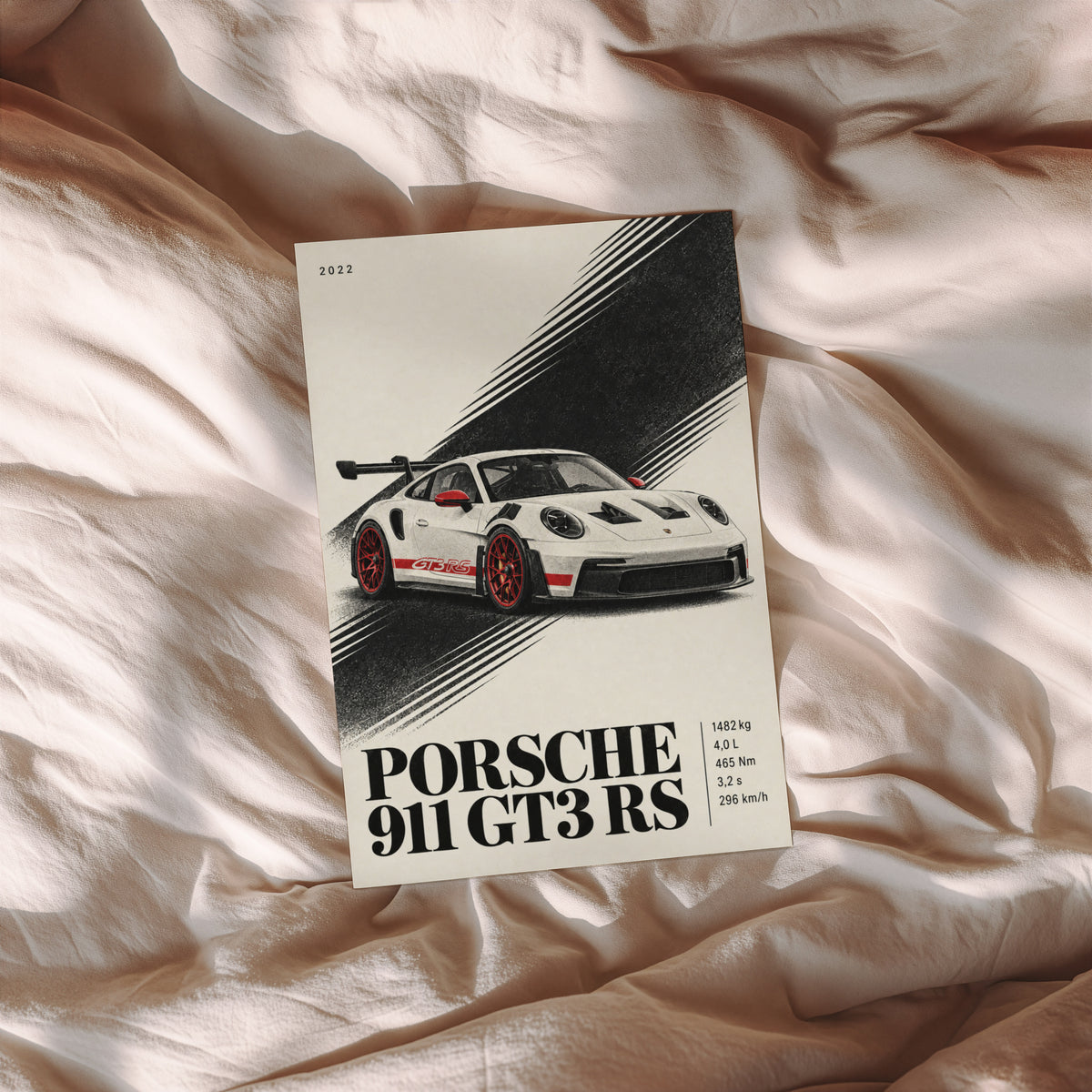 Vintage Porsche 911 GT3 RS Print, Car Poster