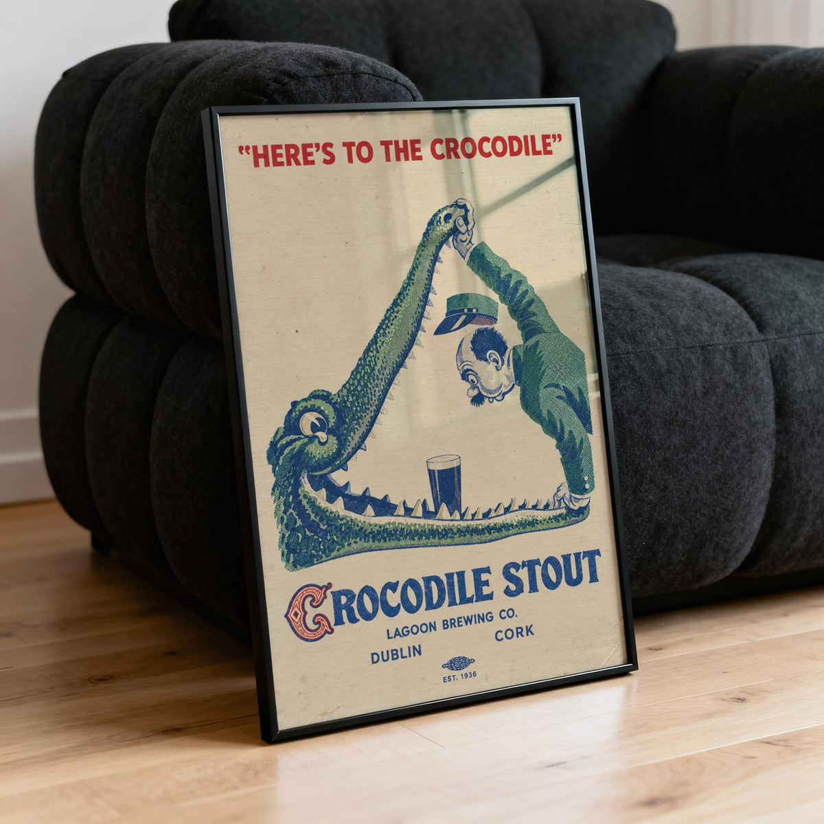 Vintage Crocodile Stout Beer Print, Poster, Pub Wall Art