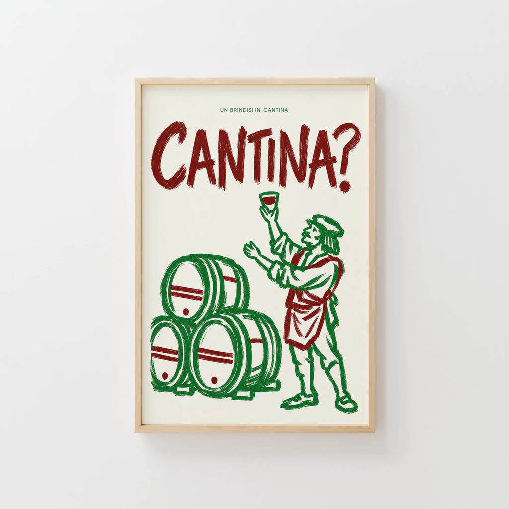Vintage Cantina Print Poster, Italian Wine Cellar Art