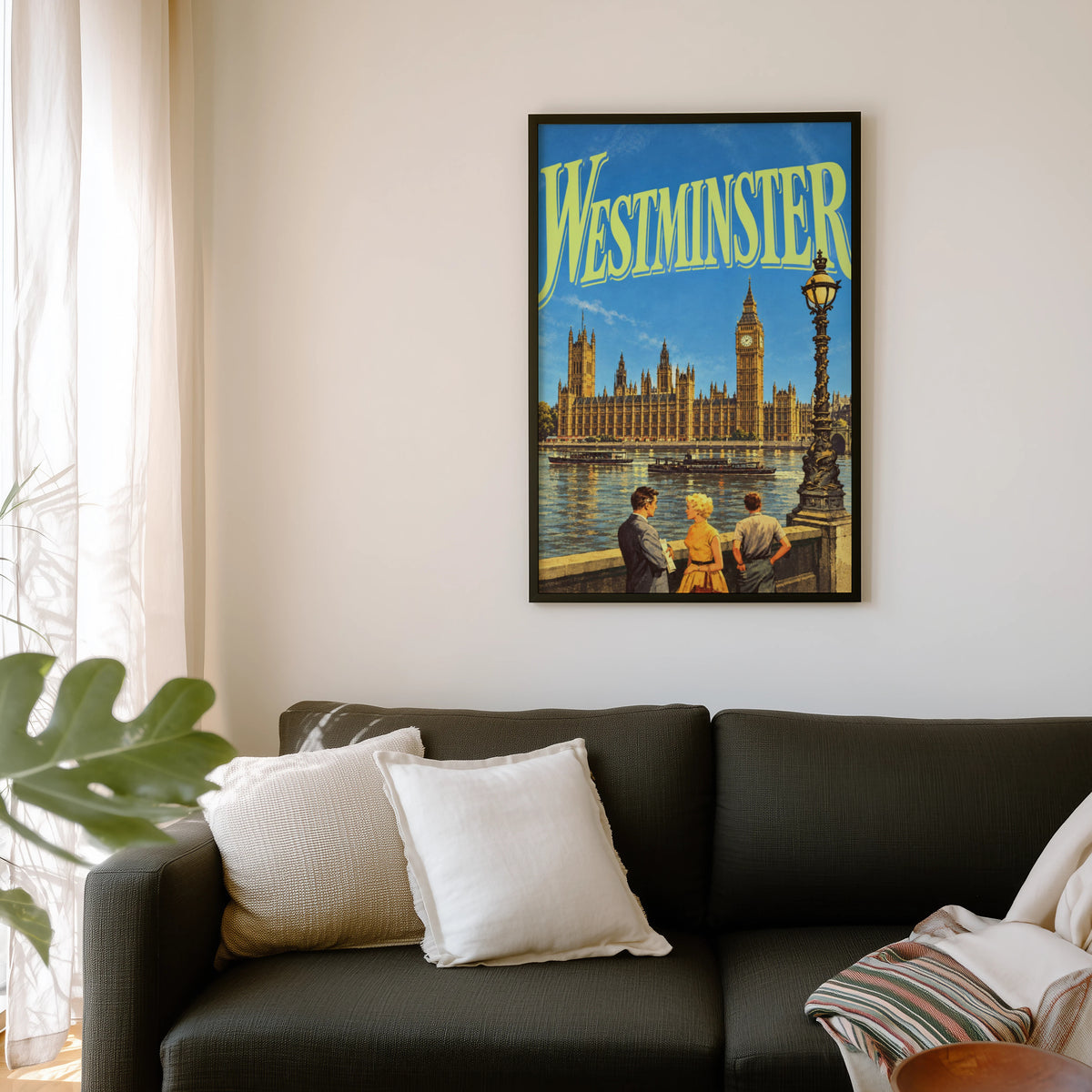 Vintage Westminster London Poster, Big Ben Wall Art Print