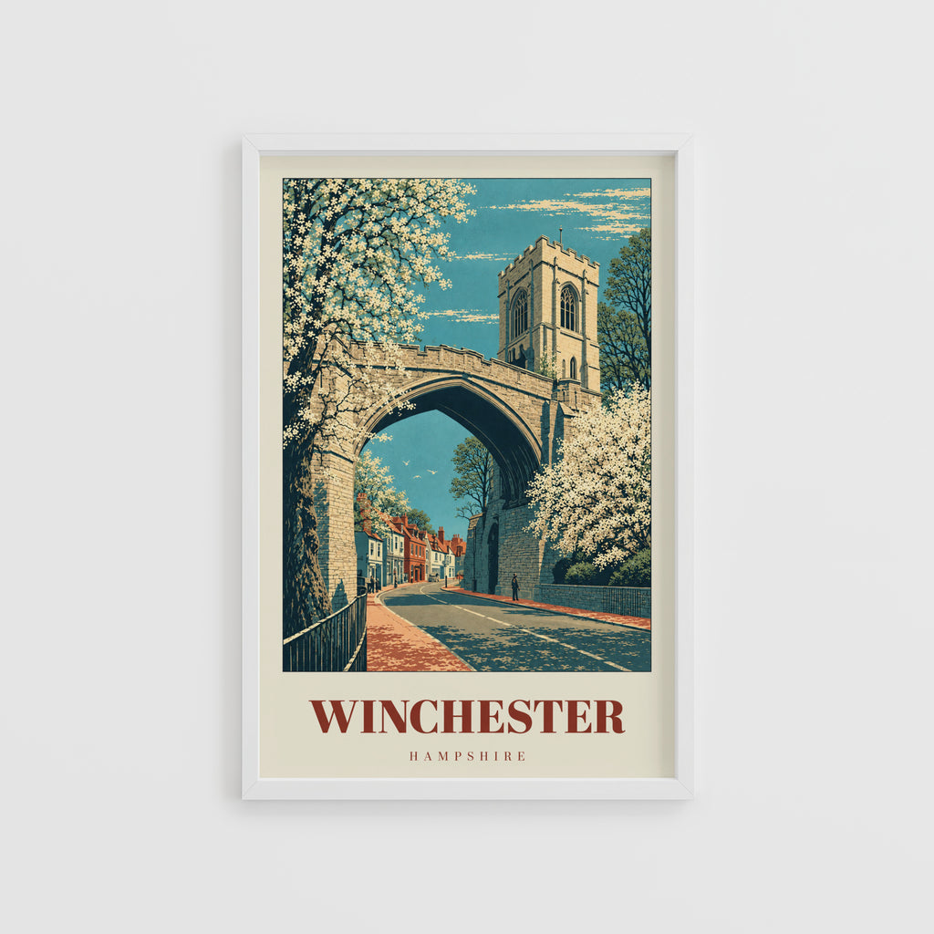 Vintage Winchester Poster, Hampshire Wall Art, England Print