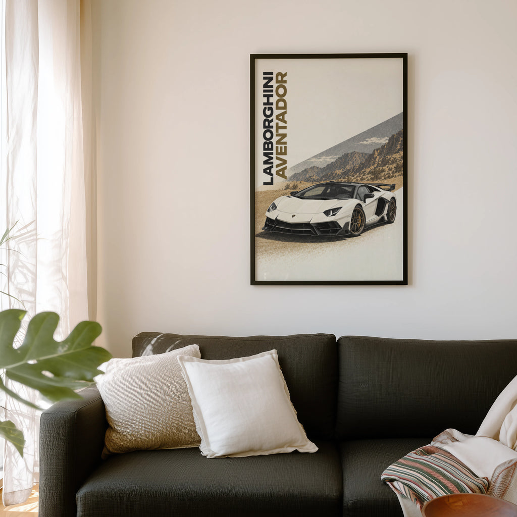 Vintage Lamborghini Aventador Print, Supercar