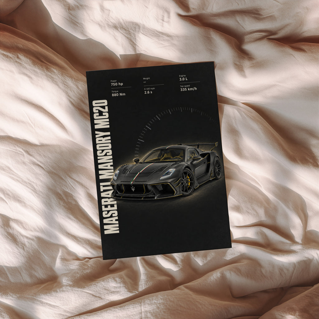 Vintage Maserati MC20 Print, Supercar Wall Art