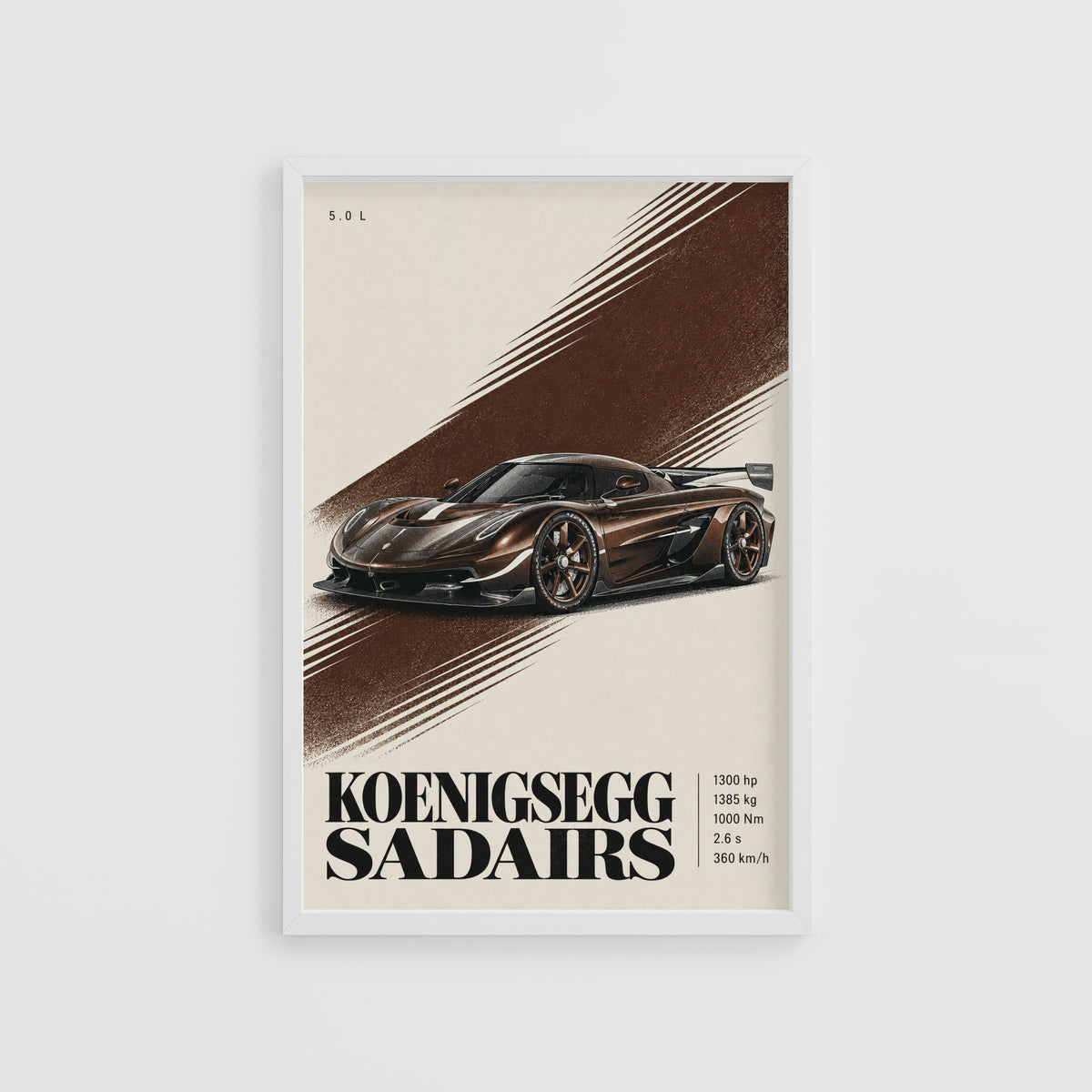 Vintage Koenigsegg Sadairs Print, Hypercar Wall Art