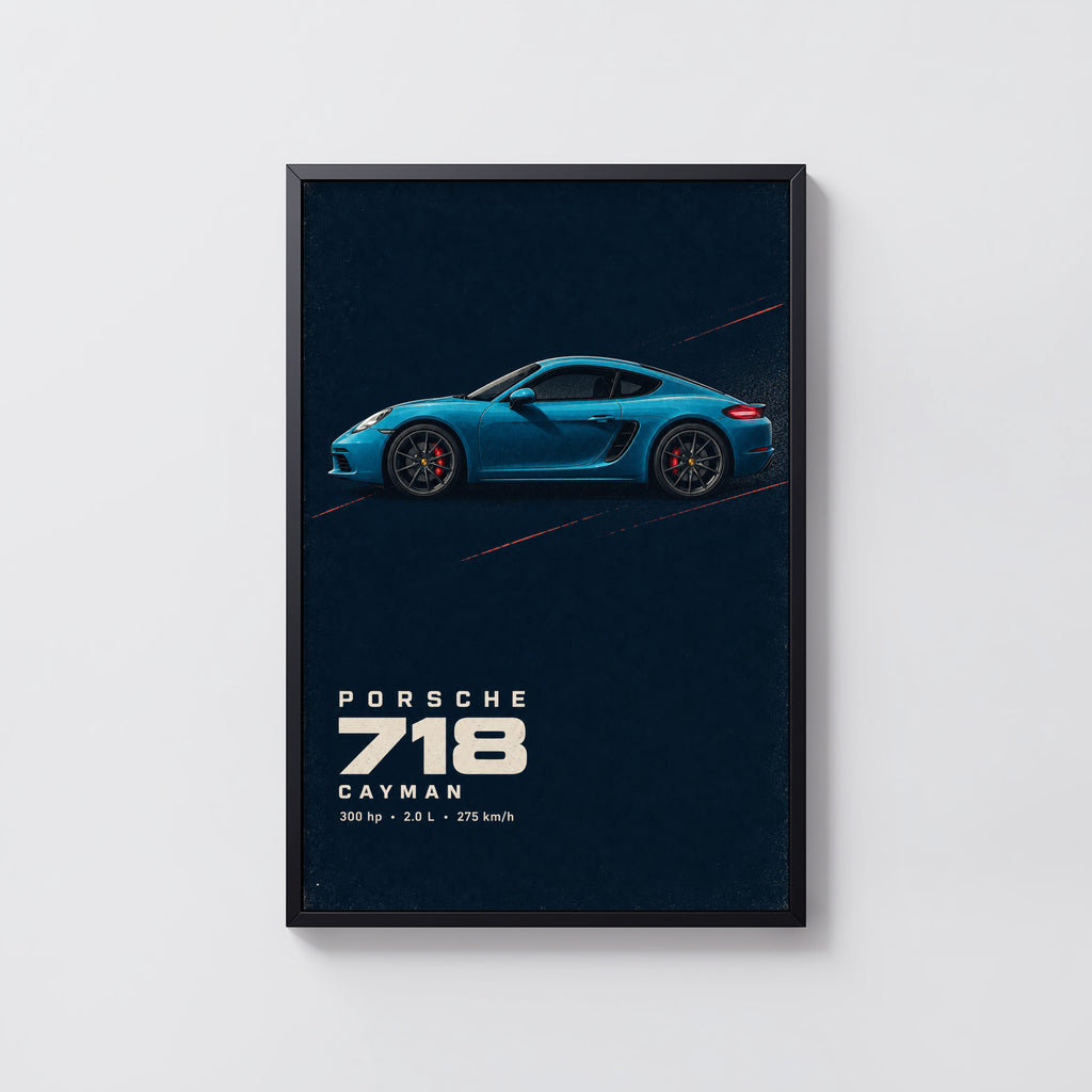 Vintage Porsche 718 Cayman Print, Car Wall Art
