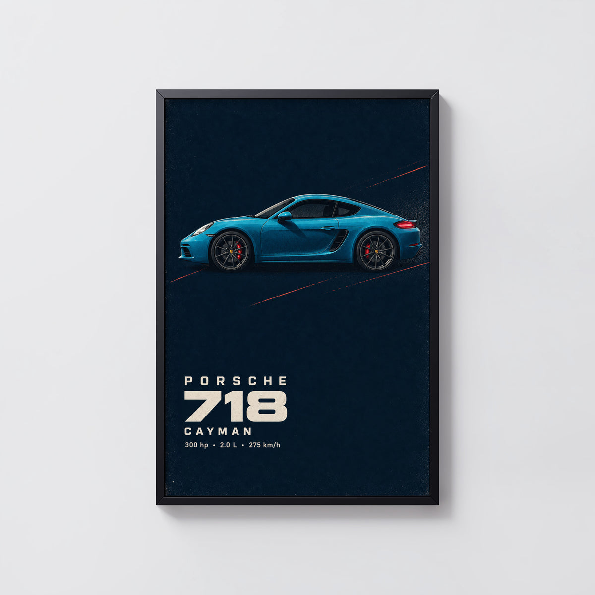 Vintage Porsche 718 Cayman Print, Car Wall Art