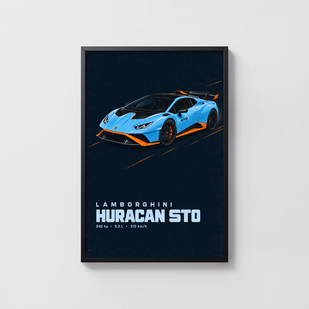 Vintage Lamborghini Huracan STO Print Car Art