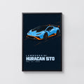 Vintage Lamborghini Huracan STO Print Car Art