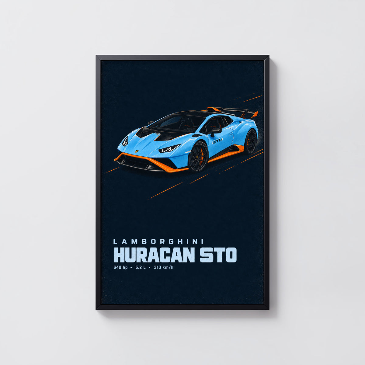 Vintage Lamborghini Huracan STO Print Car Art