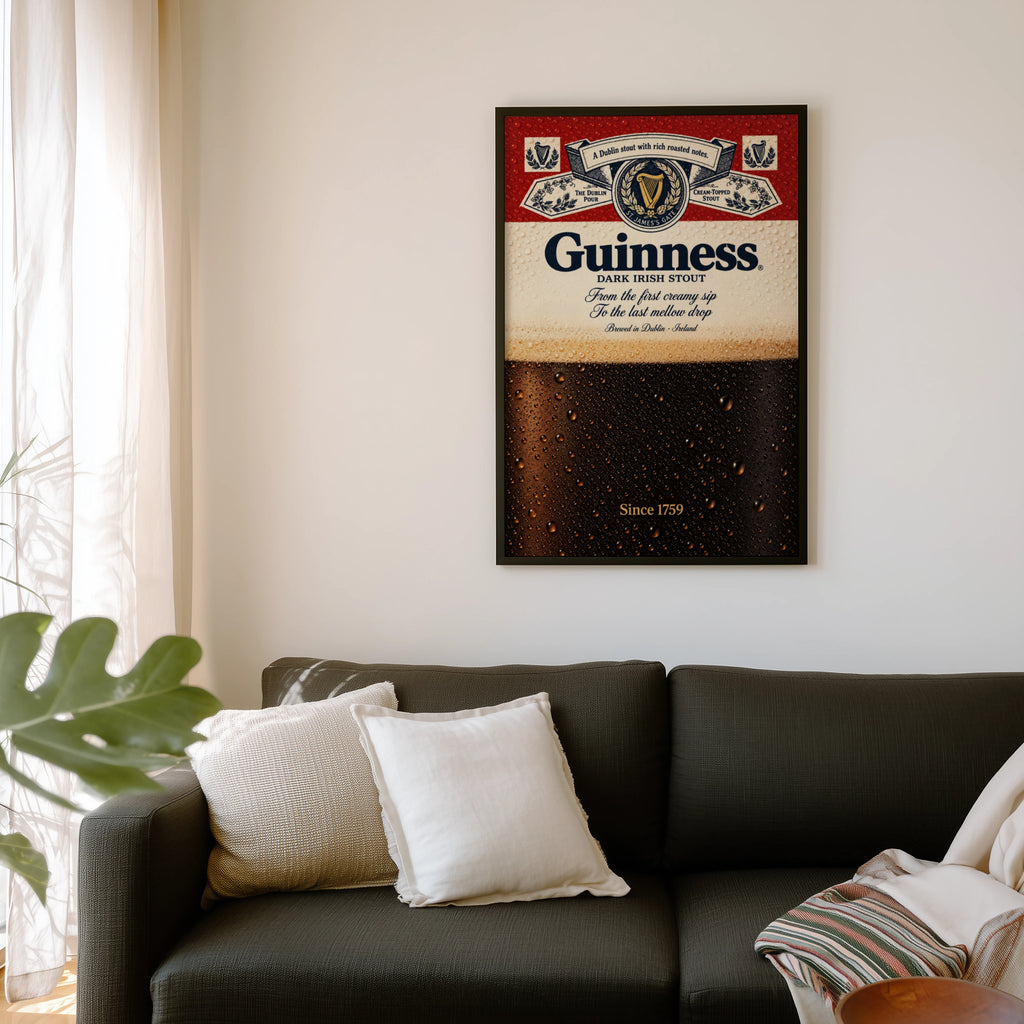 Vintage Guinness Print, Irish Stout Beer Poster, Pub Art