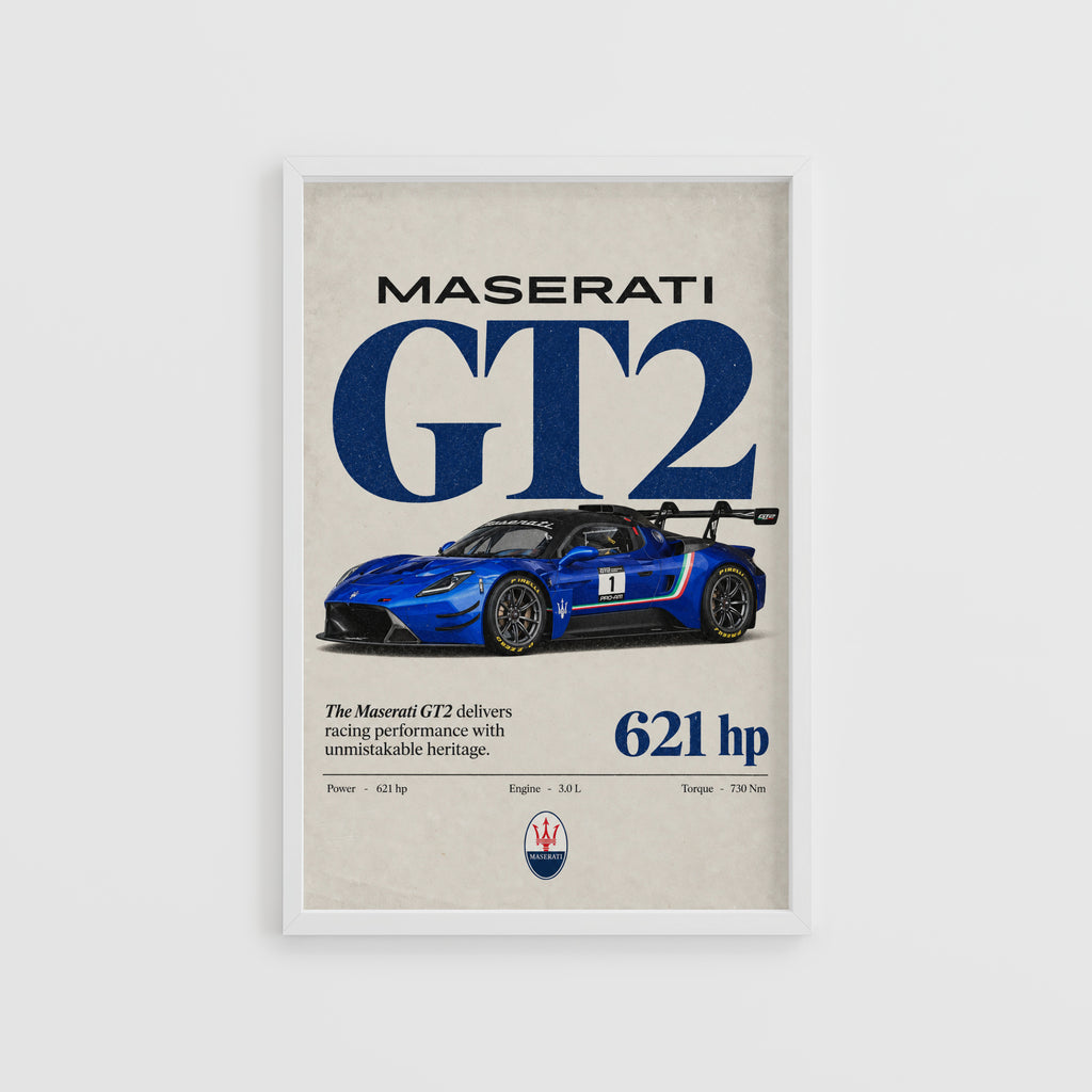 Vintage Maserati GT2 Print, Race Car Wall Art