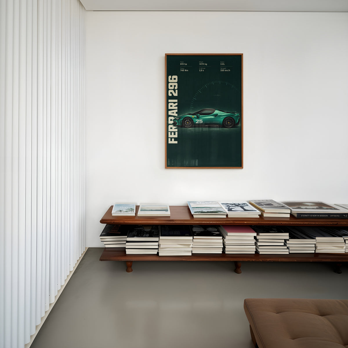 Vintage Ferrari 296 Print, Supercar Wall Art