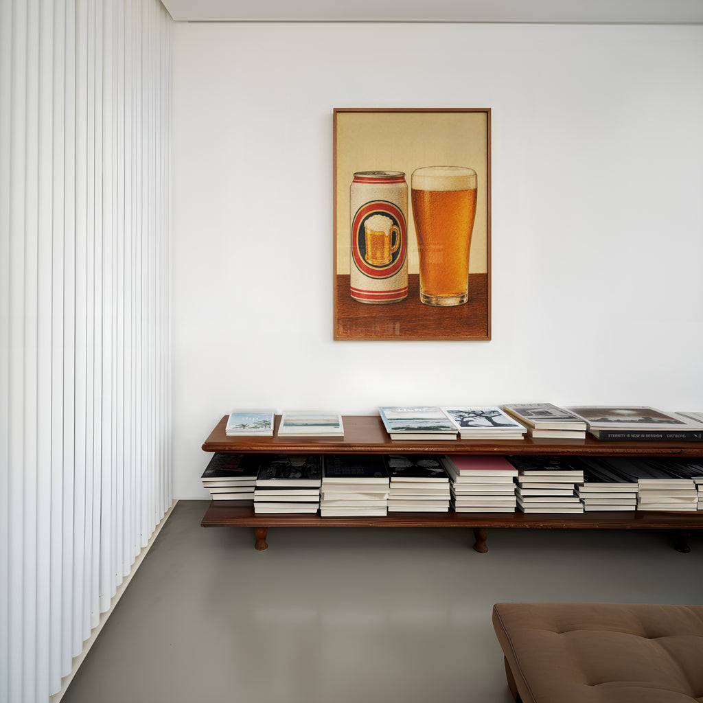 Vintage Beer Can & Pint Print Poster, Pub Wall Art