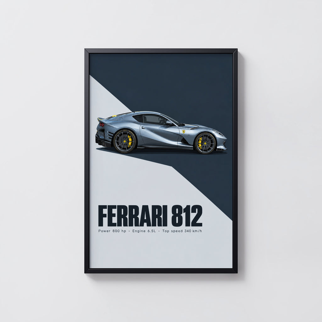 Vintage Ferrari 812 Print, Supercar Wall Art