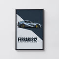 Vintage Ferrari 812 Print, Supercar Wall Art