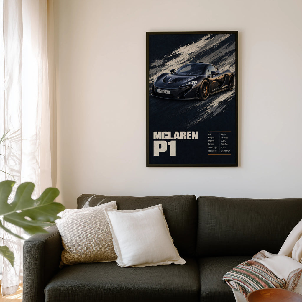 Vintage McLaren P1 Print, Supercar Wall Art