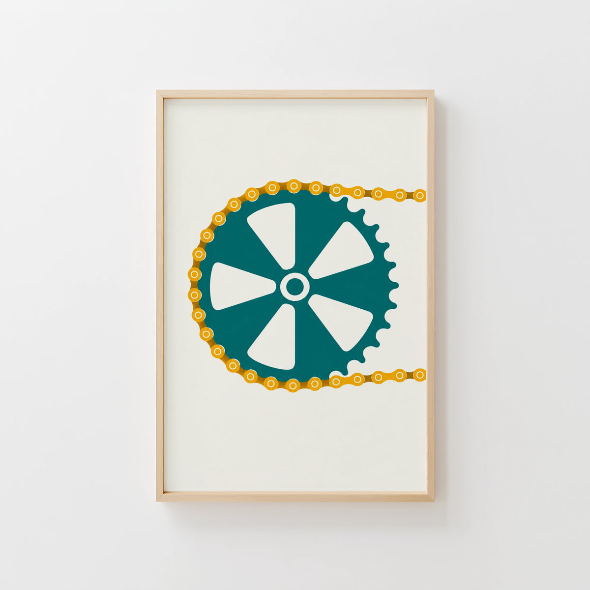 Vintage Bike Chainring Poster, Cycling Wall Art, Print